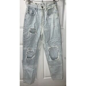 BDG Jeans Womens 26 Blue High‎ Rise Baggy Distressed Ripped Cotton Denim Light